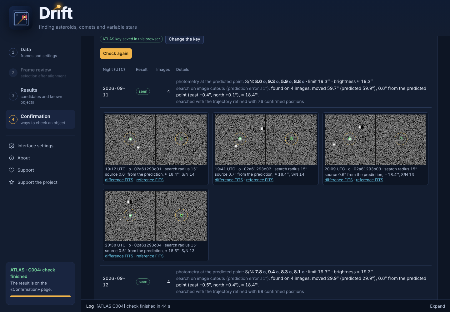 Confirmation with ATLAS (example on test data)